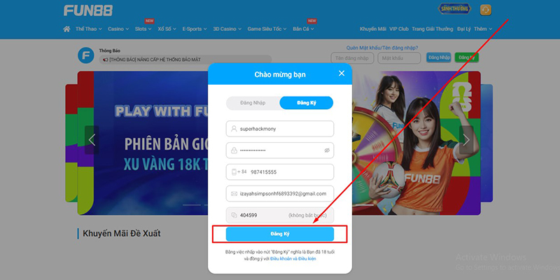 B3: Bấm nút đăng ký và xác nhận
