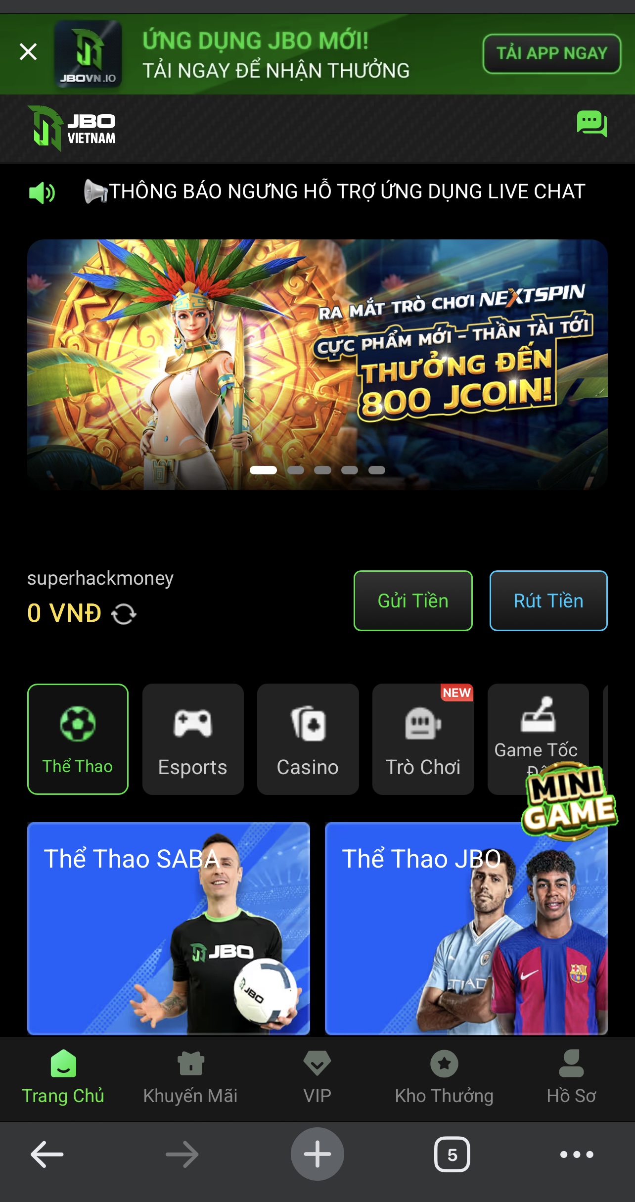 giao dien chinh cua jbo 3